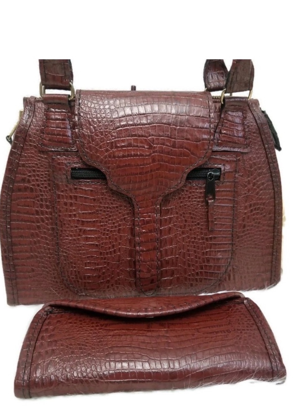 Authentic leather vintage croc leather purse/ wallet